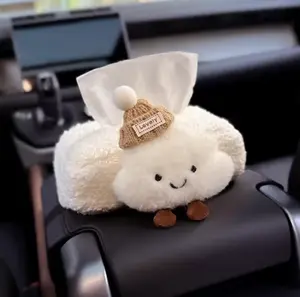 Cute Cartoon Hat Cloud Car Tissue Box For Armrest Paper Holder Auto Hanging Napkin Bag for Christmas Gift Organizer Storage