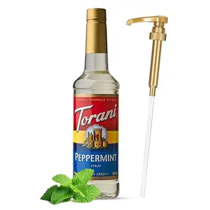 Torani Peppermint Syrup for Coffee – 25.4 oz Bottle with Jimoco Syrup Pump – Sugar-Free, Zero Calorie, Mint Flavoring for Lattes, Sodas & More – Vegan, Gluten-Free, Keto-Friendly