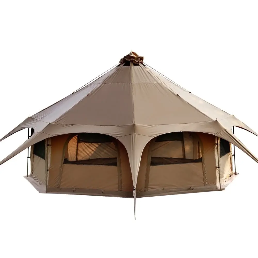 TOMOUNT Canvas Tent 8-Person Yurt Tent with Stove Jack Bell Tent for Camping Luxury Glamping Yurt Tent 16.4Ft Dia LANDRAGON