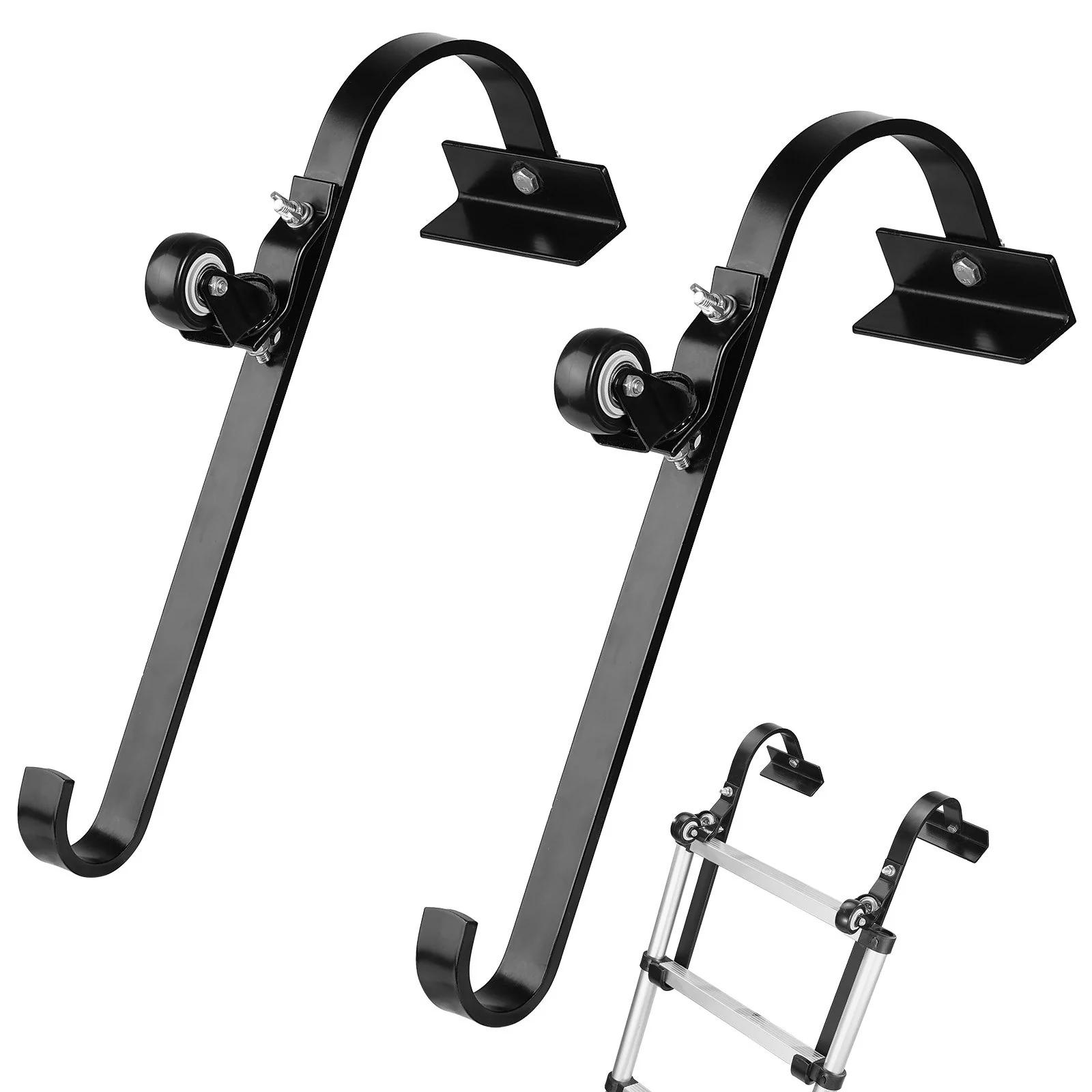 2 Pack Ladder Roof Hook Stabilizer Fixed Wheel Swivel Bar Steel for Secure Roof Climbing Protection