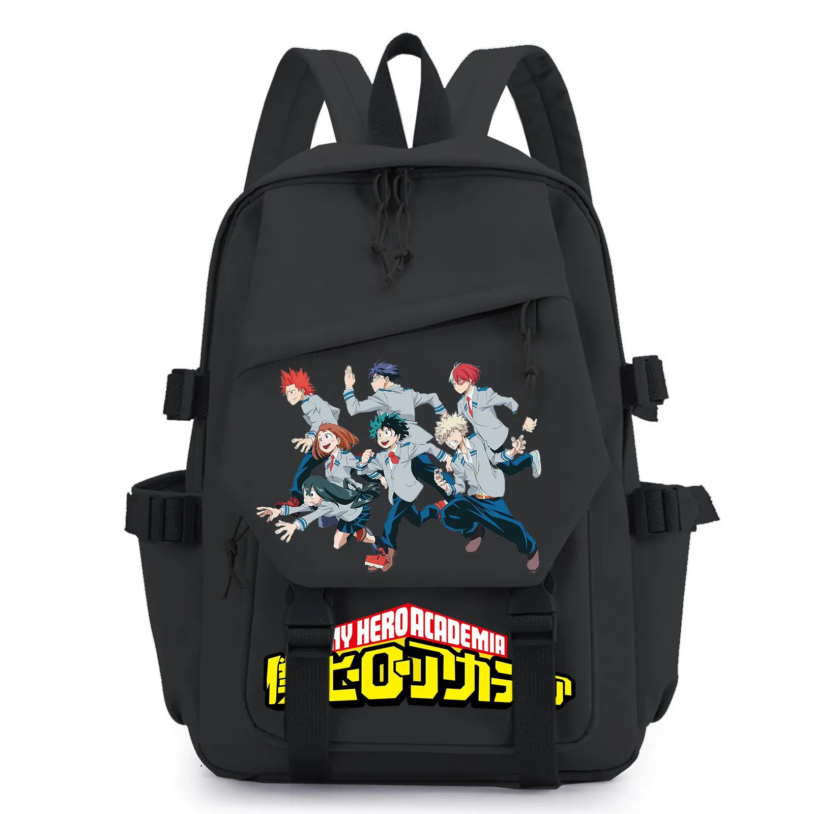 My Hero Academia Cartoon Character Casual Printed Backpack - Durable Fashion Daypack for Adults (11.8inx16.5inx9in), Black, Ideal Gift for Loved Ones