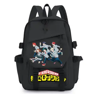 Hero Academia Cartoon Backpack Casual and Fashionable Daypack Unisex Backpacks for Business Work Sports Travel and Camping -Black