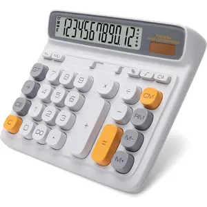Desktop Calculator with  LCD Display, 12-Digit  Power Solar &  Calculator, Big Button Office Calculator for Accounting, , School & Business Use (Gray)