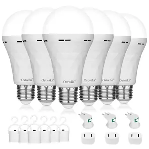 4 Pack Rechargeable Emergency Light Bulbs A21, Camping Lamp Battery Powered LED Light Bulb 3000K Daylight E26 E27 120 Volt 12W 60W Equivalent with 2000mAh for Home Power Outage Camping Hurricane incandescent light emergency light bulb