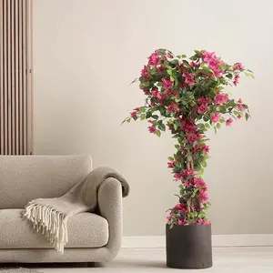 5.2Ft Artificial Bougainvillea Tree with Flowers in Plastic Pot Faux Blooming Tree for Decor Indoor or Outdoor Home Office, 1 PCS(63 inch) Decorative Fruit