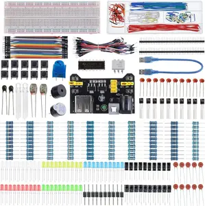 37 Values 480 count Electronics Component Fun Kit with Power  Module, Jumper Wire,Precision Potentiometer,830 tie-Points Breadboard Compatible with STM32,Raspberry Pi,Arduino