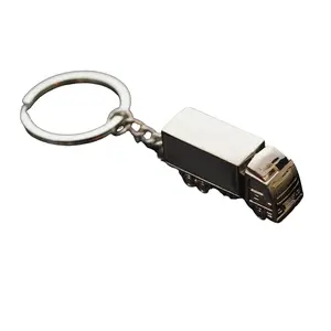 Semi Truck Keychain Lorry Car Key Ring Key Fob Silver Metal Gift Keyring