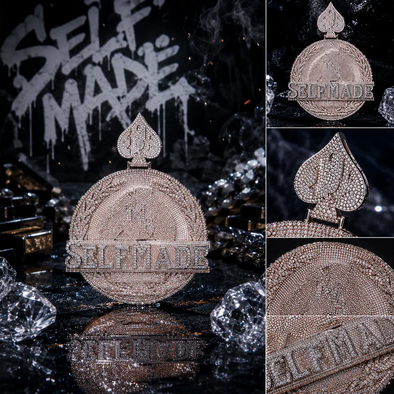 2029 Custom Selfmade Spade Top Disc Pendant - Bling Effect 3D Flooded Statement Piece, Personalized Initials Charm for Hip Hop Vibe, Customized Gifts, Charms & Pendants TikTokshopspringglowup Accessory, Personalized Gifts