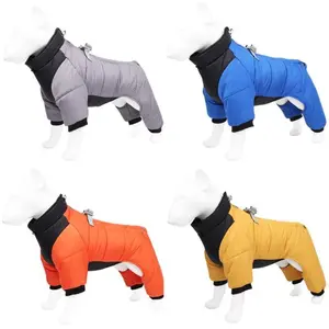 Small Dog Coat Four Legged Dog Winter Snowsuit Warm Fleece Jacket with Harness for Medium Small Dogs Full Body Snow Jacket in Multiple Colors