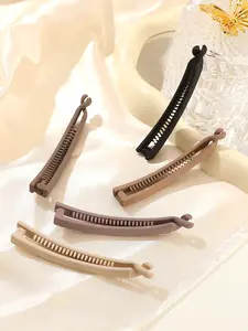 5pcs Banana Clip Hair Clips Sweet Girl Back Head New Fixed Grip Vertical Clips, Cute Random Print, Claw Clip Ponytail, Flat Claw Clips, All Seasons