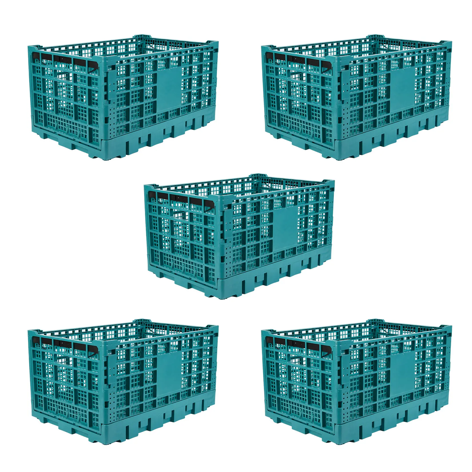 Collapsible Heavy Duty Plastic Storage Crates, 52L Heavy Duty Plastic Storage Crate Stackable, Collapsible Crates for Storage, Space Saving for Home & Camping - Large Holds 130 lbs ﻿