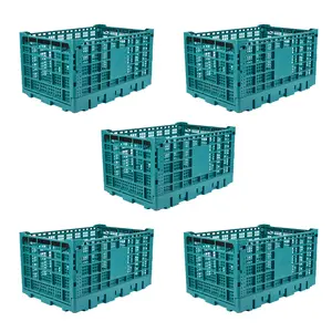 Collapsible Heavy Duty Plastic Storage Crates, 52L Heavy Duty Plastic Storage Crate Stackable, Collapsible Crates for Storage, Space Saving for Home & Camping - Large Holds 130 lbs ﻿