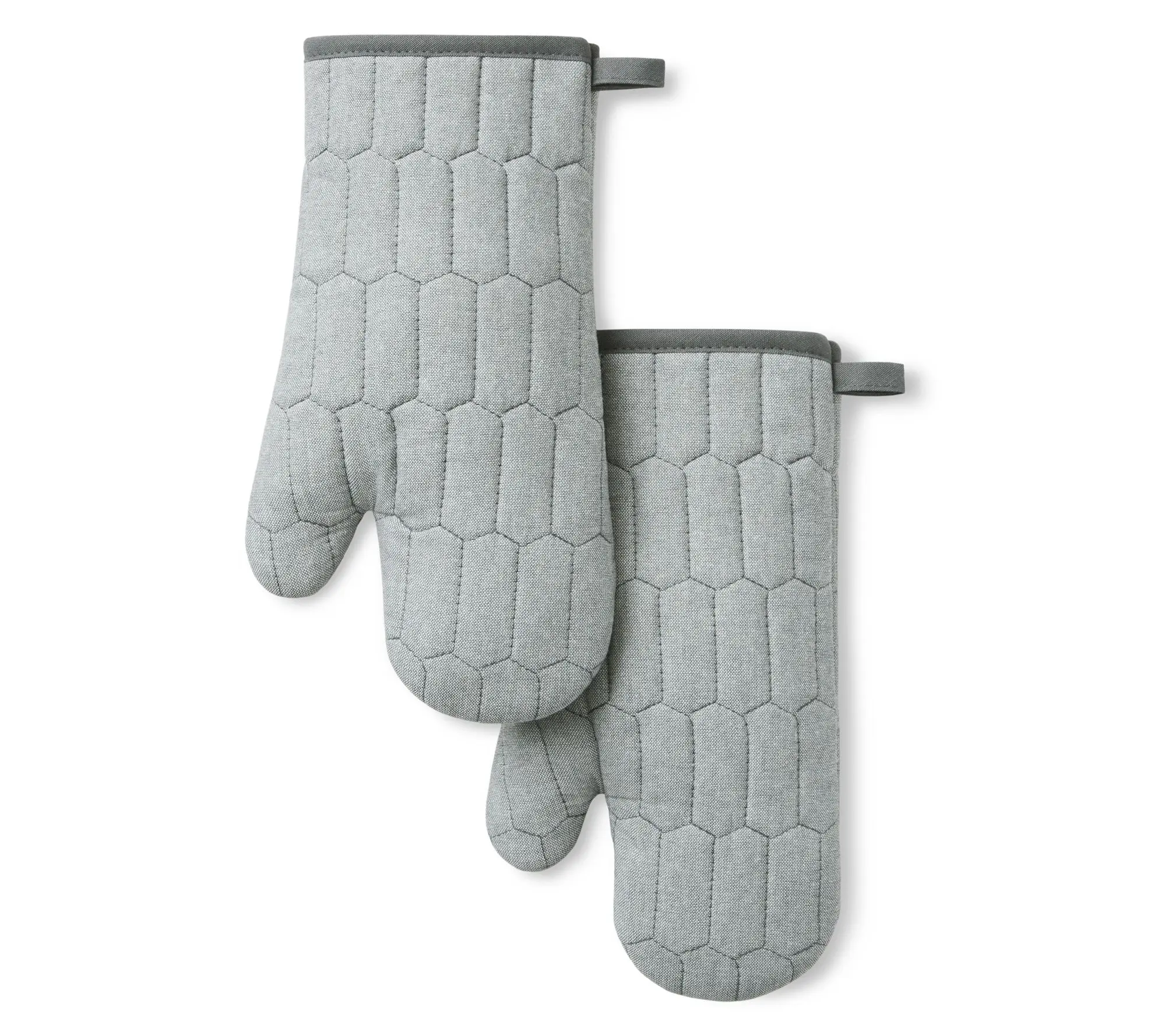 MARTHA STEWART Honeycomb Quilted Chambray OvenMitt 2-Pack Set