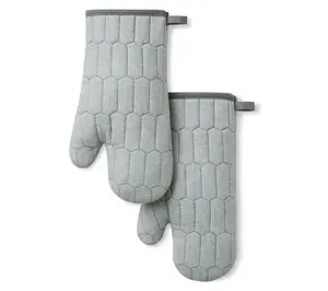 MARTHA STEWART Honeycomb Quilted Chambray OvenMitt 2-Pack Set