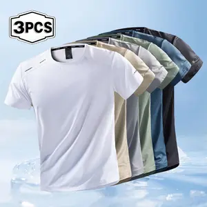Men's Ice Silk Speed Drying Sports T-shirt for Summer Breathable Cooling Fitness Running Training Short Sleeve