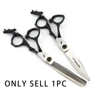 6.0-inch semi-black tail Dragon hairdressing scissors made of 6cr steel, Hair cutting accessories, Thinning Shears, cutting scissors, household hairdressing scissors, ergonomically designed right-handed scissors, suitable for both men and women