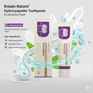 【Kreain】 Hydroxyapatite Toothpaste - Sensitive Teeth, Enamel Strengthening, Gentle Whitening with Hydrated Silica,100g,Purple Whitening Teeth Stain Remover Menthol Teens Fresh Breath Natural Toothpaste Sensitivity Relief prevent tooth loss