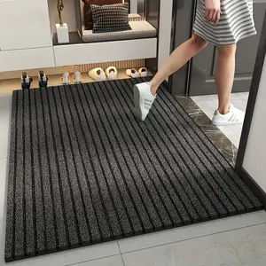 Black Solid & Striped Entryway Rug – Stain-Resistant, Wear-Resistant, Non-Show-Through Stains, Soft Texture, Non-Slip, Minimalist, Modern & Elegant