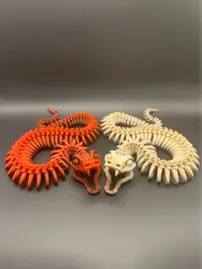 Flexi Snake 3D Printed Articulating Snake Toy Wiggly Fidget Toy Desk Pet Gift For Snake Lovers Moveable Mouth With Multiple Heads Included.