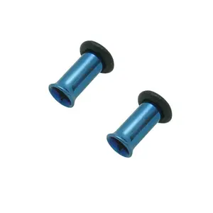 Pair of Dark Blue Anodized Titanium Tunnel Gauges 8 Gauge