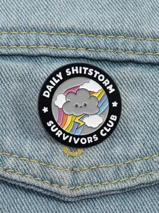 5pcs Rainbow Cloud Brooch Set, Daily Storm Survivor Club Design, Humor Lightning Rainbow, Office Staff Stress Relief Gift