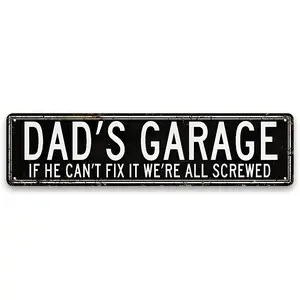 Dad's Garage Metal Tin Sign, Novelty Street Sign, Home Decor, Decorative Plaque, Decorative Wall Sign for Home Farmhouse Garage, Living Room Decor, Home Decor Products, Vintage Garage Signs,Dad Gifts