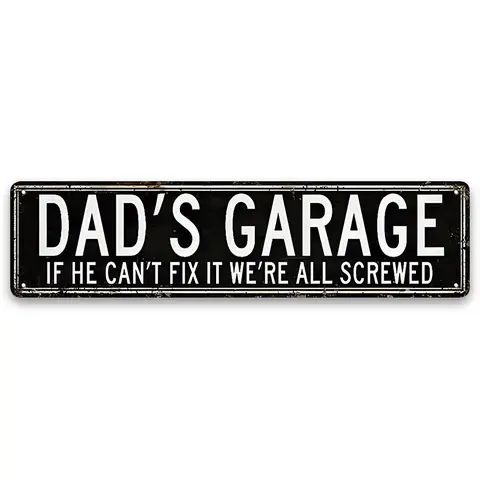 Dad's Garage Vintage Metal Tin Sign, Novelty Decorative Wall Plaque, Garage Signs, Home & Garage Wall Decor, Ideal Gift for Dad