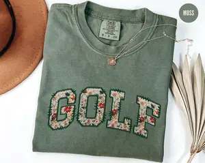 Floral Golf Shirt, Golfing Gift, Golf Lover Tshirt, Comfort Colors Golfing Crewneck, Women's Cute Golfer Apparel, Golf Coach Gift