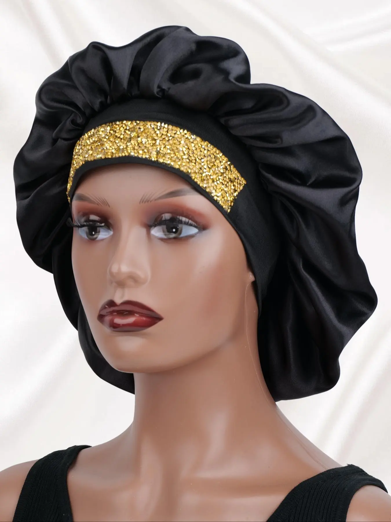 Women's Elegant Rhinestone Decor Sleeping Bonnet, Casual Soft Comfortable Sleeping Bonnet, Sleeping Accessories for Women & Girls, Haircare, Sleeping Cap