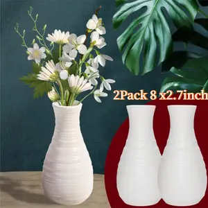 White 2Pack 8 x2.7inch Plastic Vase Creative Nordic Vases Nordic Style Flower Arrangement Simple Flower Vases Decor for Flowers Living  Gift Decoration  Antique Floral Wedding Ornaments