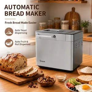 Bread Maker Machine 25-in-1 Programmable Bread Machine with Yeast & Fruit Nut Dispenser Delay Timer 3 Crust Settings for Homemade Bread Dough