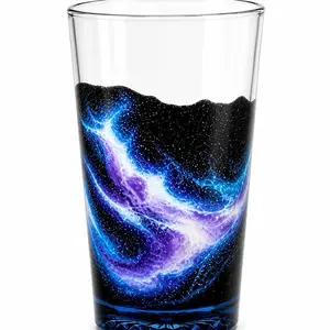 Tall Pub Glass, Hand painted  Galaxy  - Ice Tea Drinkware - 16 ounce Iced Tea Glass
