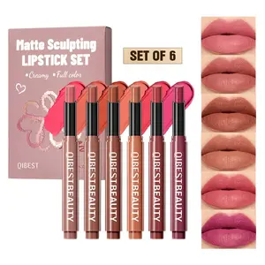 Velvet Matte Sculpting Lipstick Set of 6, Smooth Lip Makeup Effect, Easy Dual Lip Color Adjustment, Non-Flammable, 12 Months Shelf Life