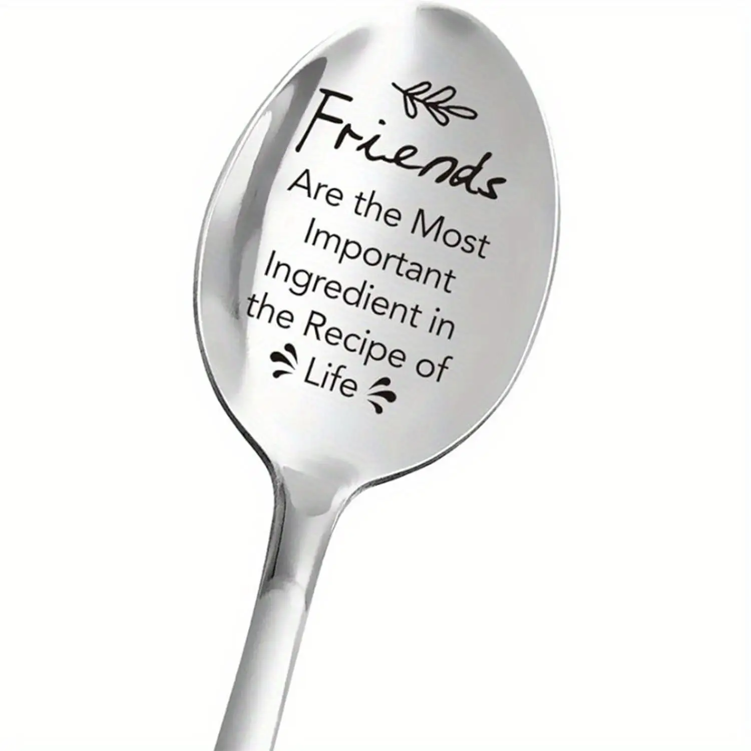 Friends Are The Most Important Ingredient Spoon, 1 Count Stainless Steel Engraved Coffee Tea Dessert Spoon, Birthday Thanksgiving Gift for Friend