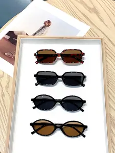 Unisex Vintage Rectangle & Oval Frame Sunglasses, Trendy Casual Tinted Lens Sunglasses for Everyday Use, Fashion Accessories for Outdoor Activities, Rectangular Sunglasses, Lightweight Durable Sunglasses