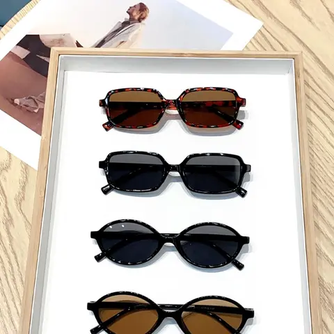 Unisex Vintage Rectangle & Oval Frame Sunglasses, Trendy Casual Tinted Lens Sunglasses for Everyday Use, Fashion Accessories for Outdoor Activities, Rectangular Sunglasses, Lightweight Durable Sunglasses, Styling Sunglasses, Fashionable Sunglasses