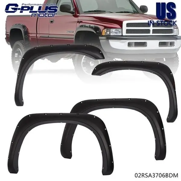 4pcs Rivet-Style Pocket Fender Flare Mud Flaps - Automotive Truck Protector, Vehicle Accessories for 02-08 Ram 1500, 03-09 Ram 2500/3500