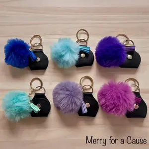 Pocket Hug Keychain with Colored Puff Ball