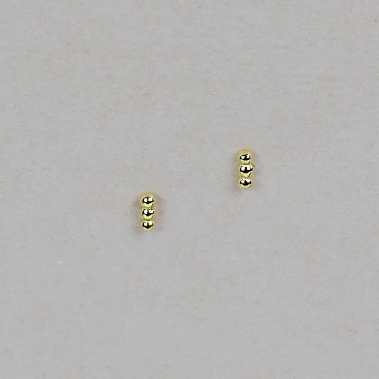 Tiny Triple Ball Stud Earrings
