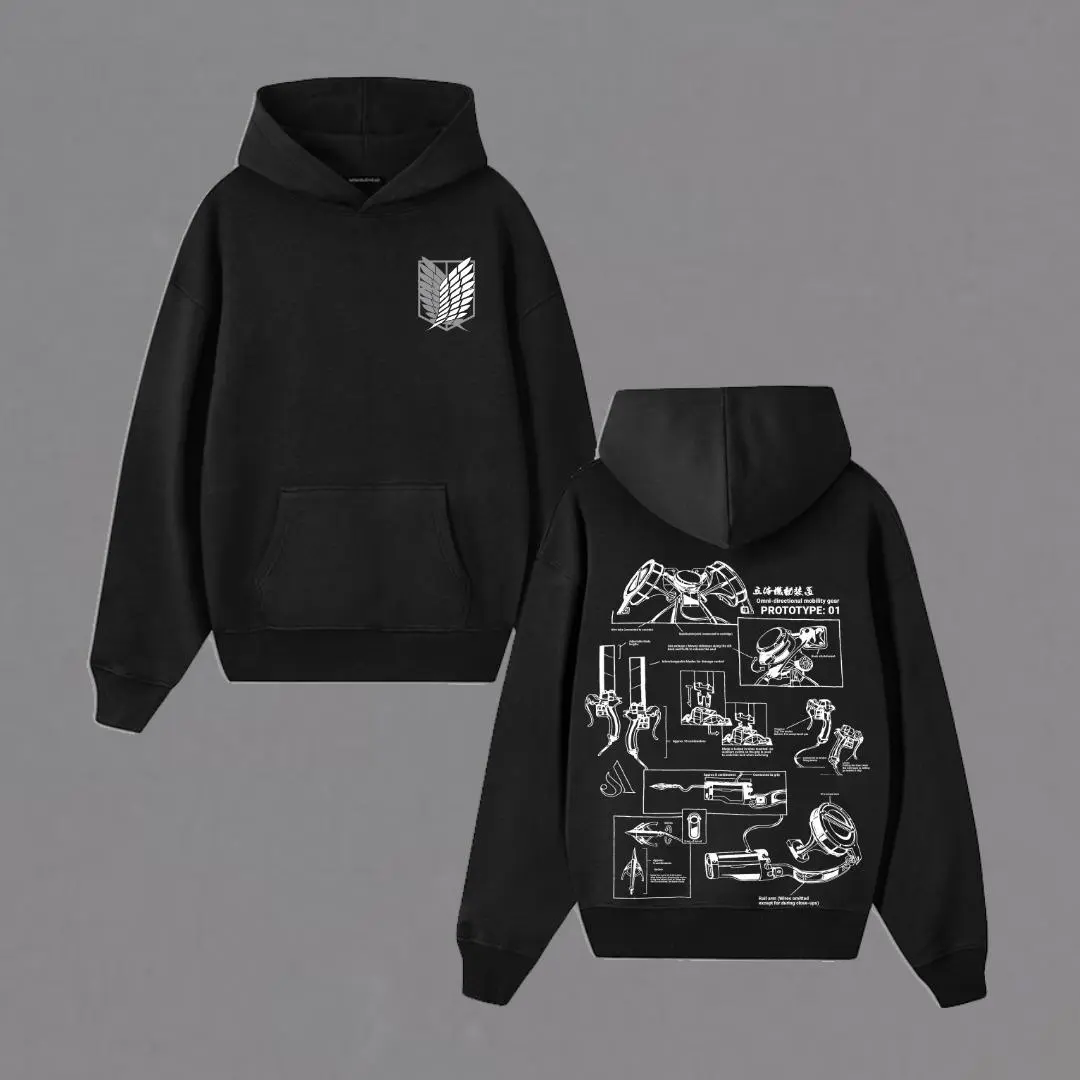 Attack on Titan ODM Gear Graphic Tee & Hoodie | Scout Regiment Logo Levi And Eren Yeager Shirt | AOT Merch Streetwear Style for True Fans