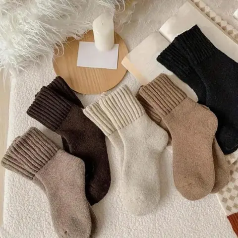 Women's Thick Basic Tubular Compression Boot Socks (5 Pairs) - Polyester, Above Ankle Mid-Calf, Form-Fitting, Gentle Stretch, Casual Loungewear, Warm, Comfortable, All Seasons, 1 Size Fits US Shoe Sizes 5-9, Assorted Colors