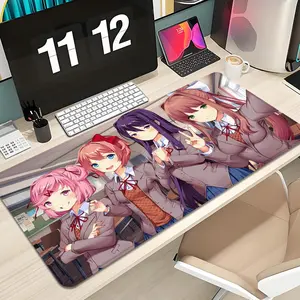 DDLC Doki Literature Mouse Pad Design XXL 1000×500mm 900×400mm 800×400mm 600x300mm Large Gaming Mouse Pad - Extended, Thick, Non-Slip Rubber Base Desk Mat with Precision Stitched Edges - Washable Large Desk Pad