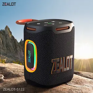 Zealot S122 Wireless Computer Portable Bluetooth Speaker, Ipx6 Waterproof Desktop Stereo Sound System, Weatherproof Loudspeaker System, USB Port, RGB Lighting, 24h Playtime, Home Outdoor Travel Use, Portable Waterproof Speakers