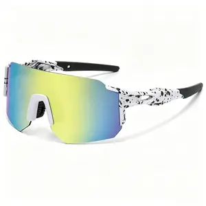 One-Piece Oversized Sports Sunglasses Set | Rainbow & Silver Mirror Lenses, Protection, Breathable Lightweight Frames, Perfect for Cycling, Running, Hiking & All Outdoor Activities