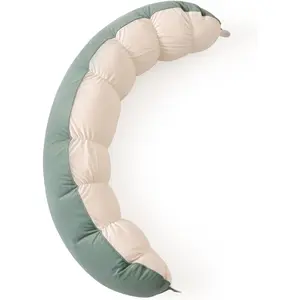 Long Round Body Pillow for Adults, Bolster Pillow for Sleeping, Soft and Supportive Pillow for Sleeping & Lumbar Support (Green-White, 59")