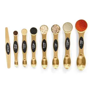 Magnetic Measuring Spoons Set Stainless Steel with Leveler, Stackable Metal Tablespoon Measure Spoon for Baking, Measuring Cups and Spoon Set Kitchen Gadgets Apartment Essentials Fits in Spice Jars