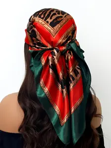 Fashion Leopard Print Polyester Headband Scarf, Sun Protection, Hand Washable, Casual Fitted Wrap, Warm Decorative Shawl