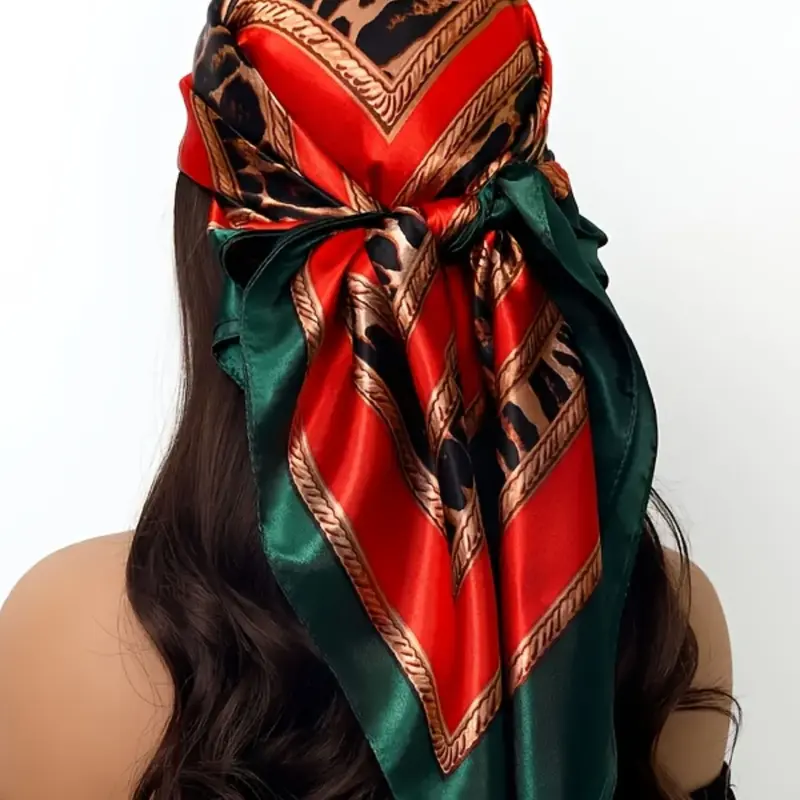4pcs Leopard Print Polyester Scarf, Square Scarf, Printed Polyester Scarf, 35.43x35.43 Inches, Sun Protection, Hand Wash, Casual Style, Warm Wrap, Weekend Accessory, Bold Statement Piece