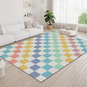 Velvet Home with Colorful Chessboard Print, Perfect for Hallway Living Room Bedroom Door Mat Checkered Area Rug Indoor Outdoor Holiday Decoration Home Decor Rugs