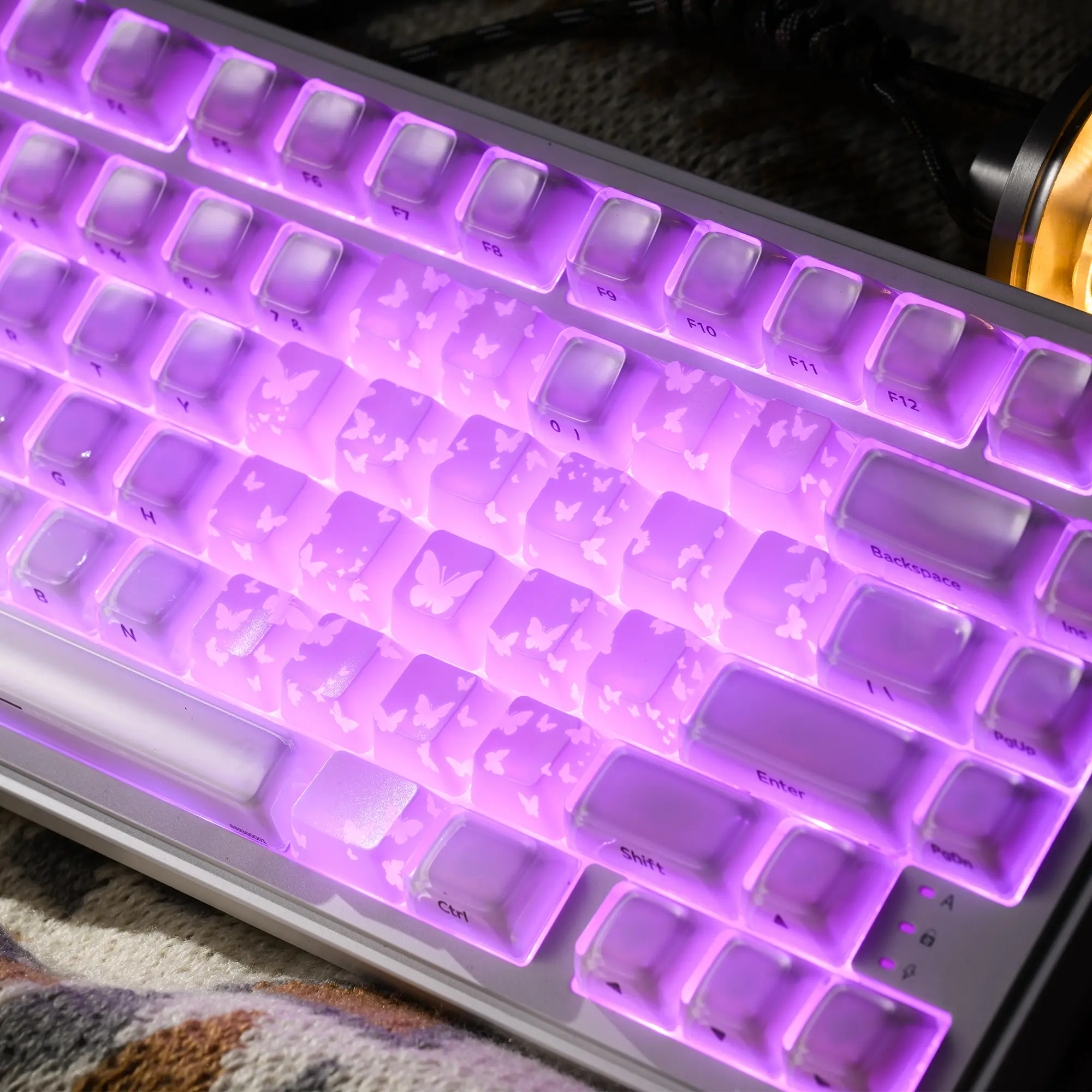 XVX FlutterBloom White Butterfly 21-Key Custom Colored Keycap Set, OEM Profile, IMD Process, Pattern Shine Through, RGB Backlight, MX Switch Compatible, DIY FPS Gaming, Includes Keycap Puller (Keycaps Only, Keyboard Not Included) – Gift Ideas for Gamers